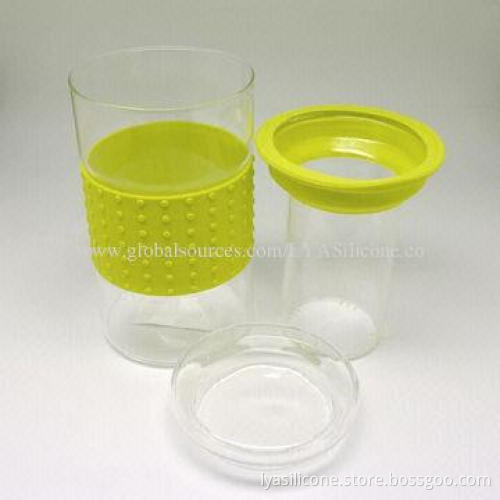 Silicone Wrap and Lid for Double Wall Glass Tumbler, High-temperature Resistance